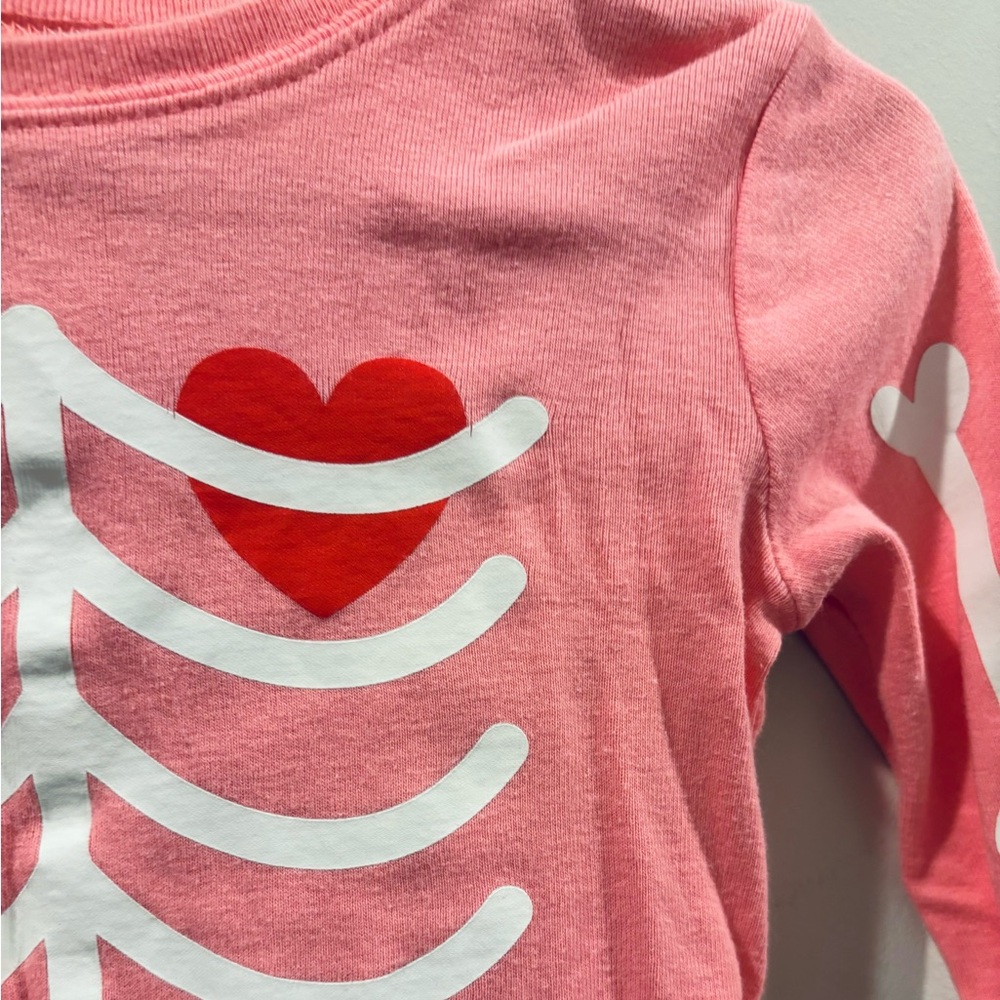 Old Navy kids 5T pink coral Halloween skeleton pj pajama set long sleeve pants - Picture 8 of 10